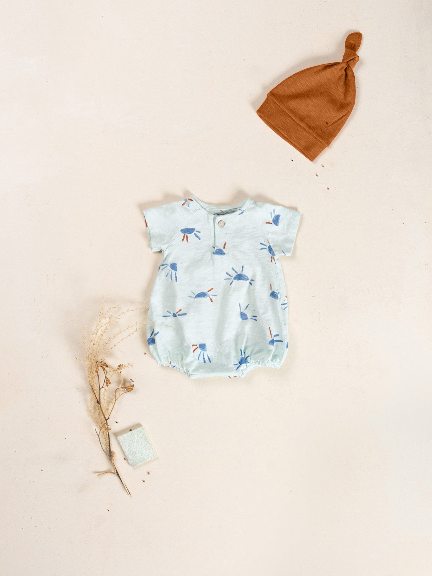 Printed Baby Bubble (Light Blue Suns)