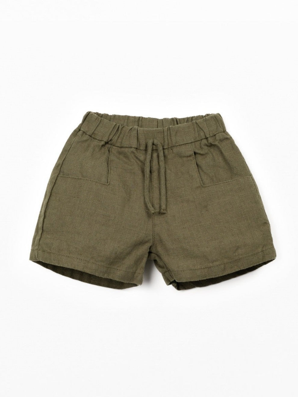 Linen Drawstring Shorts (Dark Green)