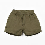 Linen Drawstring Shorts (Dark Green)