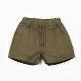 Linen Drawstring Shorts (Dark Green)