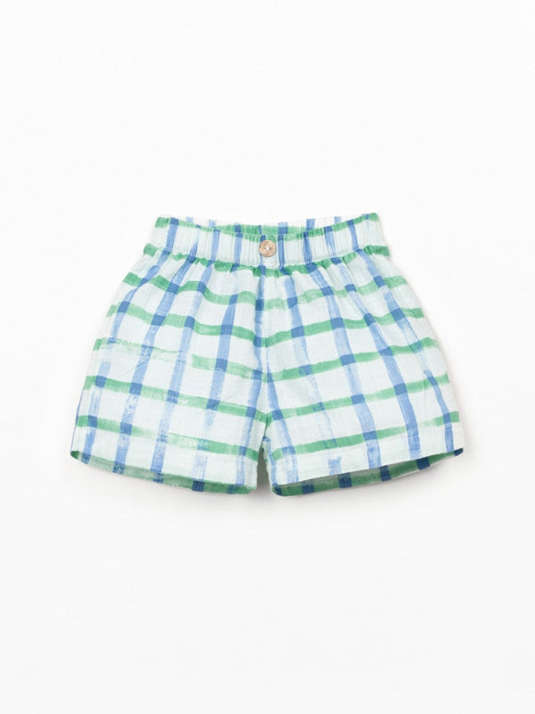 Woven Windowpane Shorts (Light Blue)
