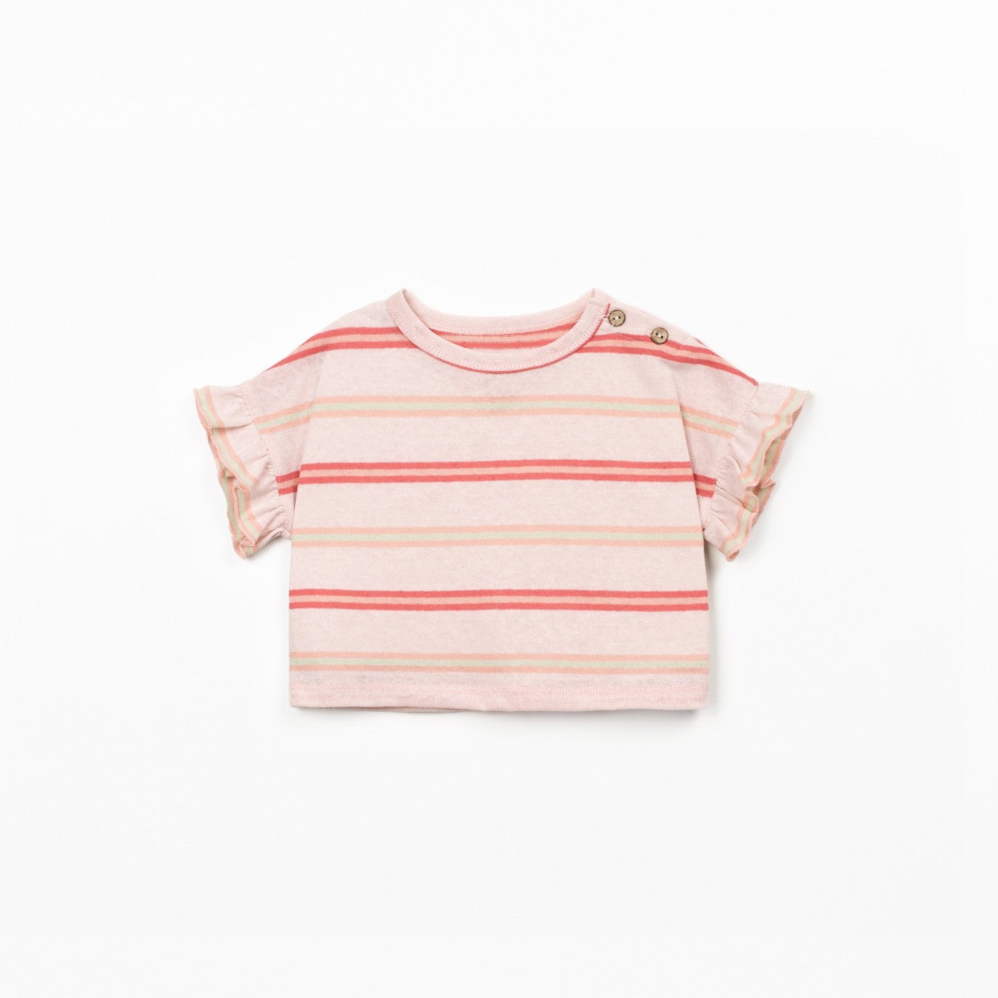 Ruffle T-Shirt (Salmon Stripe)