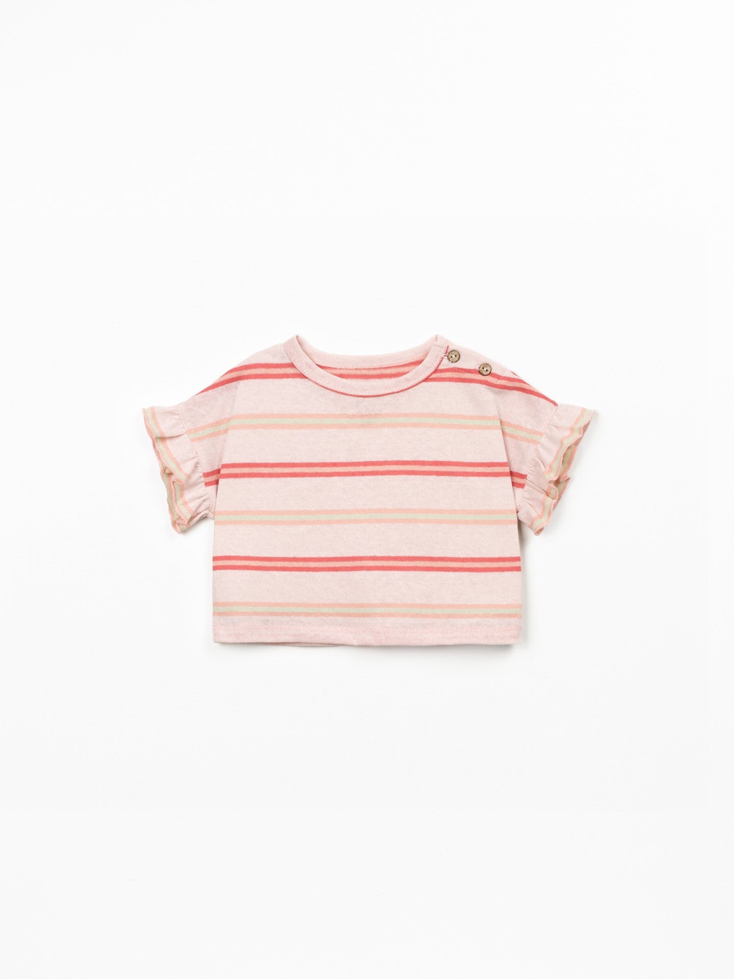 Ruffle T-Shirt (Salmon Stripe)