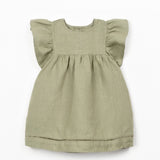Linen Puff Sleeve Dress (Khaki Green)