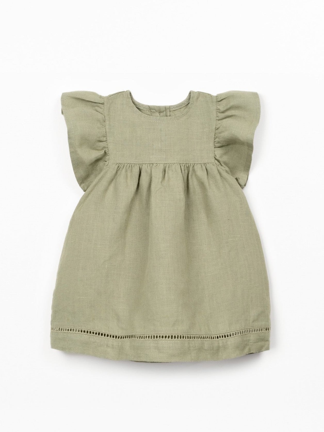 Linen Puff Sleeve Dress (Khaki Green)