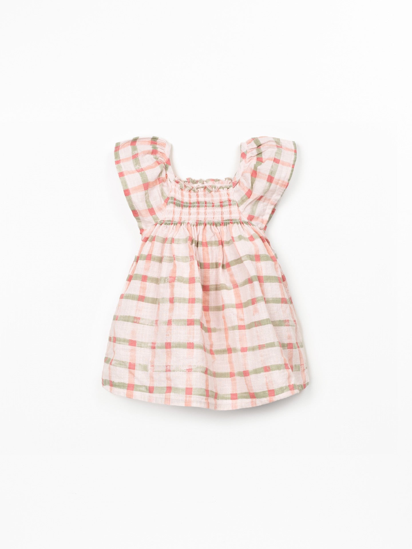 Printed Windowpane Dress (Light Pink)