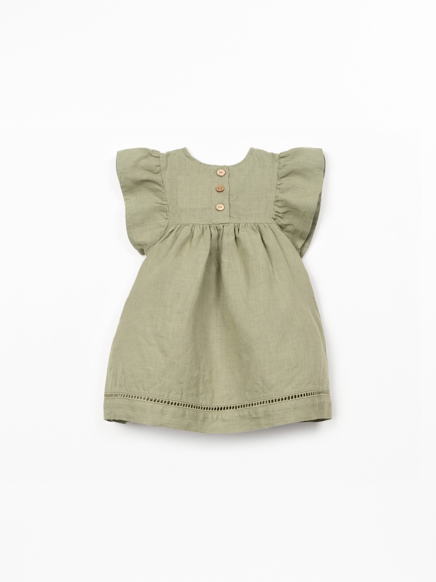 Linen Puff Sleeve Dress (Khaki Green)