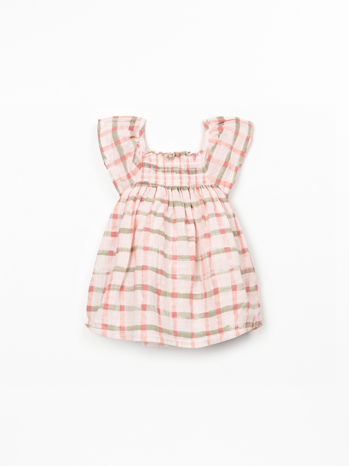Printed Windowpane Dress (Light Pink)