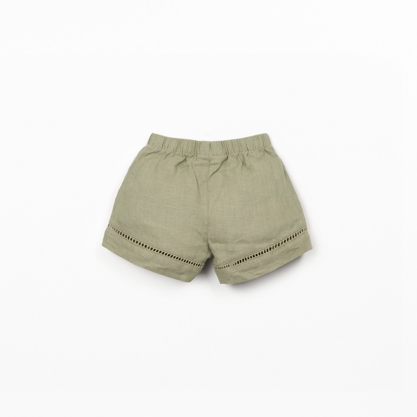 Linen Shorts with Lace Detail (Khaki Green)