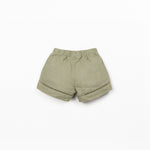 Linen Shorts with Lace Detail (Khaki Green)