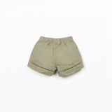 Linen Shorts with Lace Detail (Khaki Green)