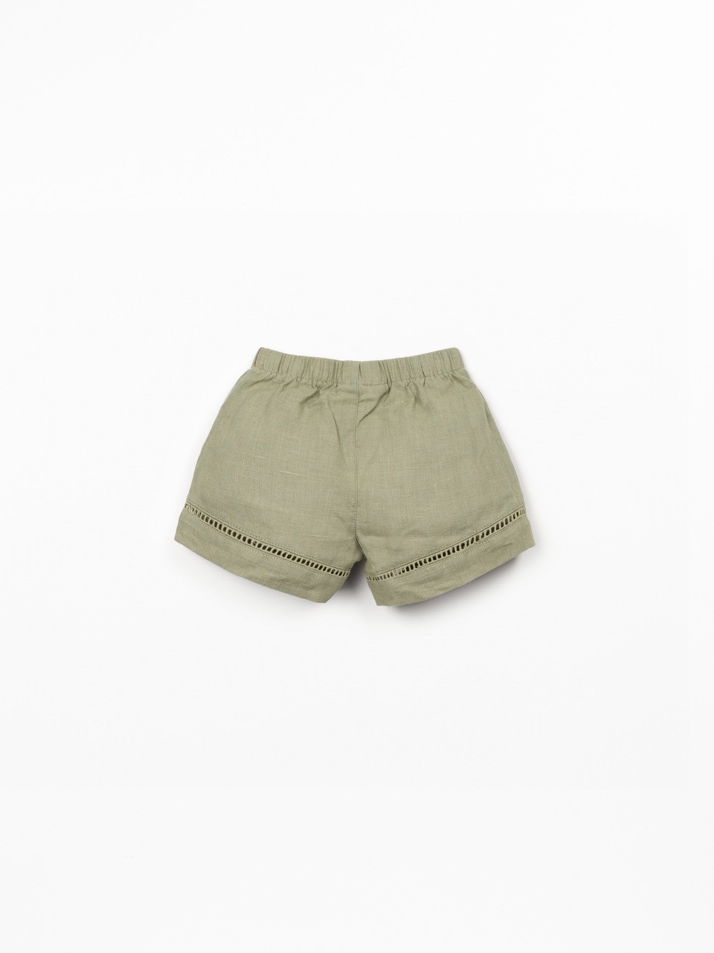 Linen Shorts with Lace Detail (Khaki Green)