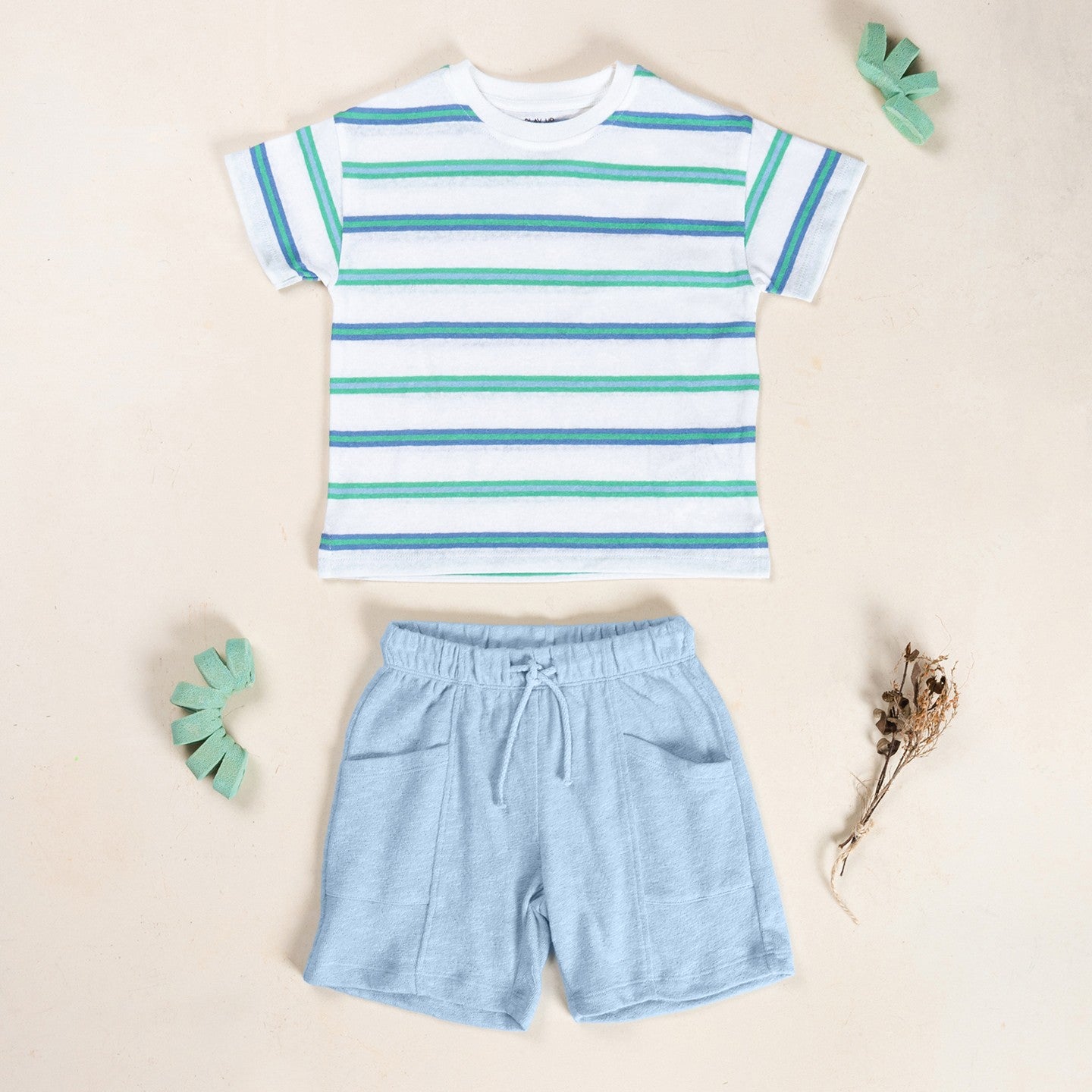 Boys Striped Jersey T-Shirt (Ocean Tones)