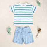 Boys Striped Jersey T-Shirt (Ocean Tones)