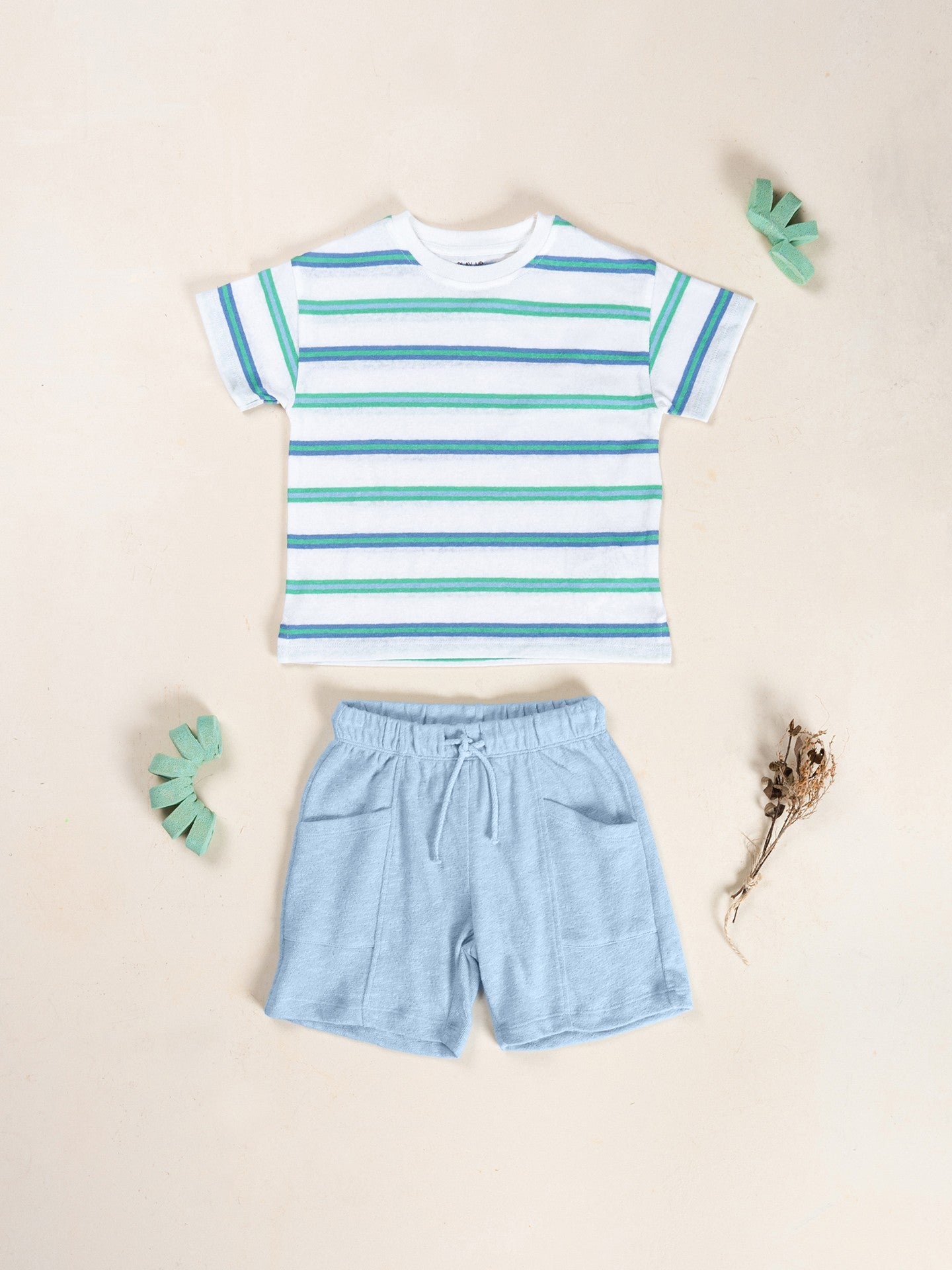 Boys Striped Jersey T-Shirt (Ocean Tones)