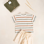 Boys Striped Jersey T-Shirt (Earth Tones)