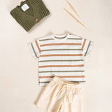 Boys Striped Jersey T-Shirt (Earth Tones)