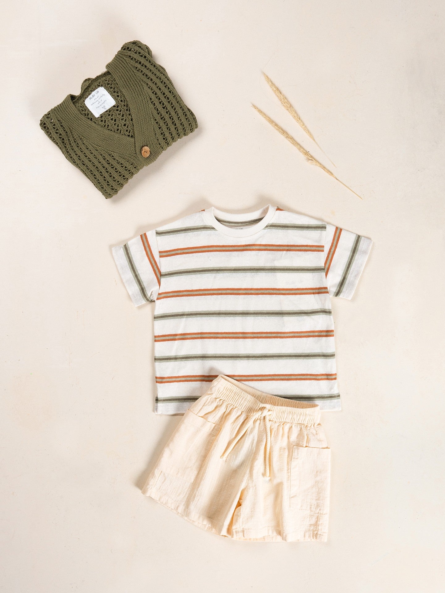 Boys Striped Jersey T-Shirt (Earth Tones)