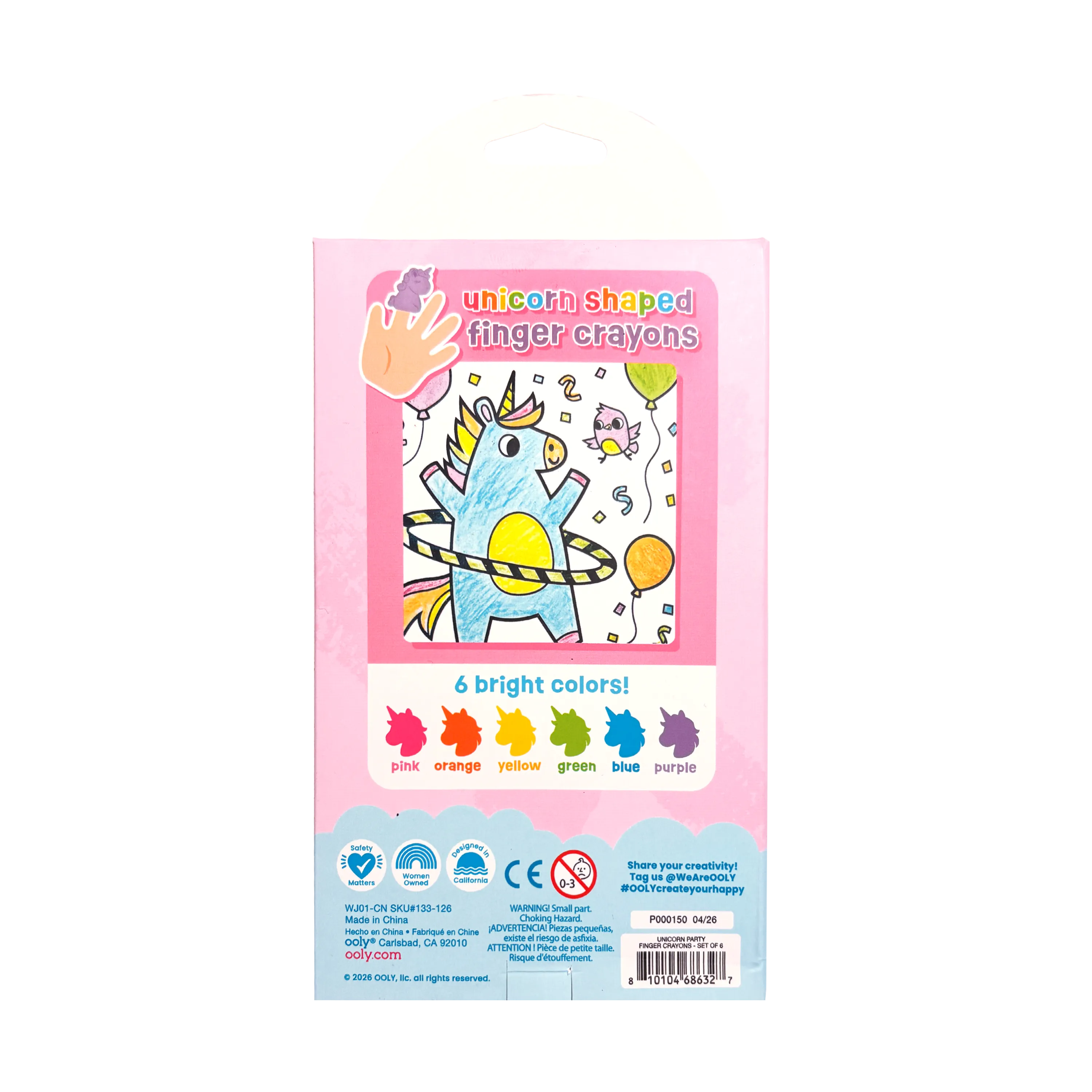Set of 6 Finger Crayons (Unicorn)