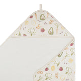 Hooded Baby Bath Towel & Washcloth Set (Clementine Fruits & Veggies)