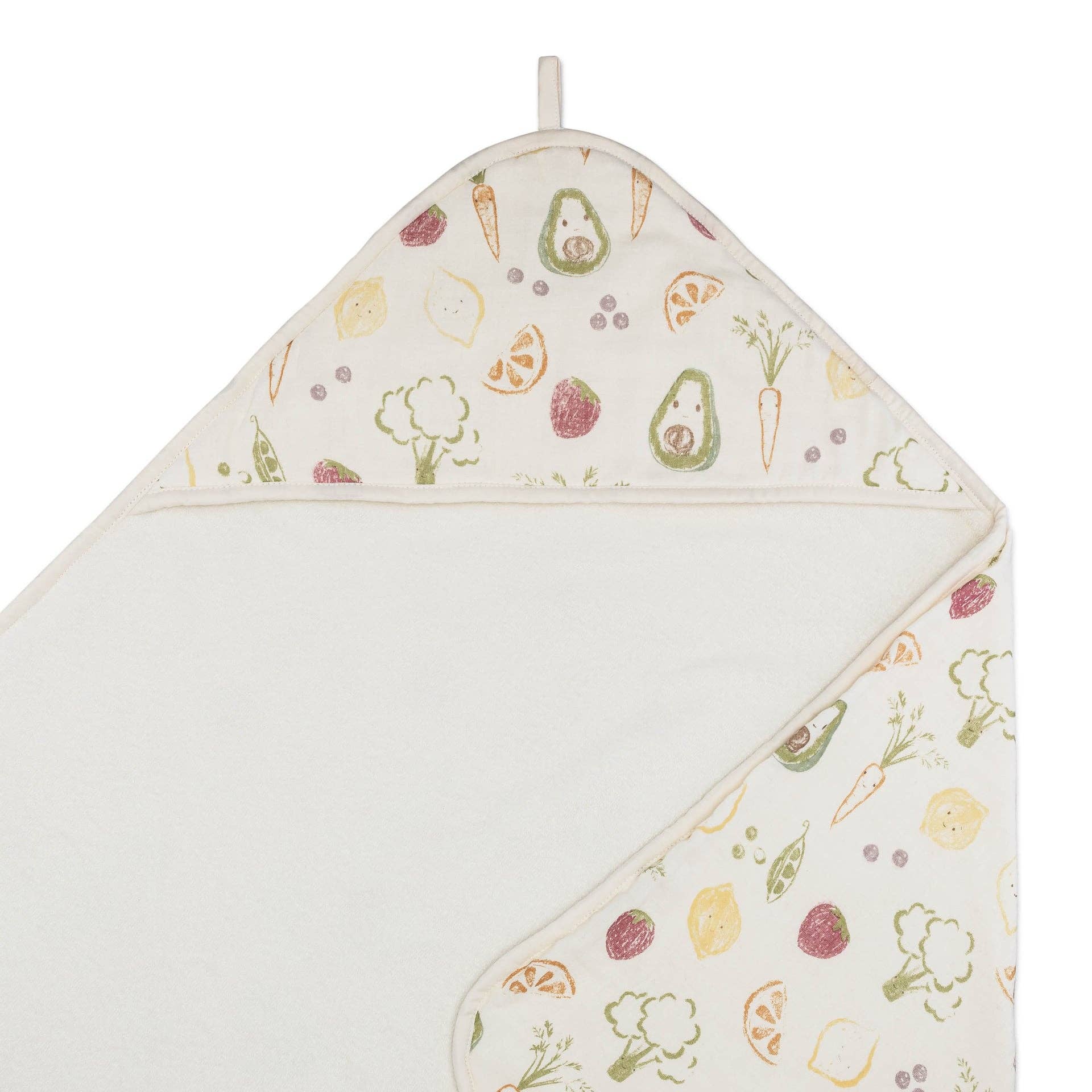 Hooded Baby Bath Towel & Washcloth Set (Clementine Fruits & Veggies)