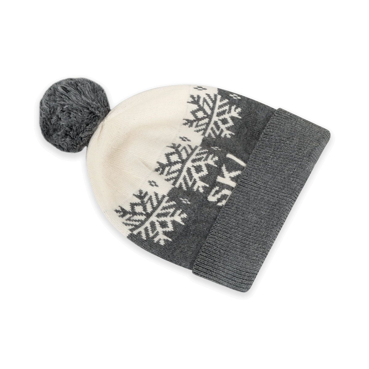 Ski Day Knit Beanie Hat (Charcoal)