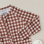 Bamboo Zip Romper (Chocolate Gingham)