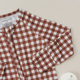 Bamboo Zip Romper (Chocolate Gingham)