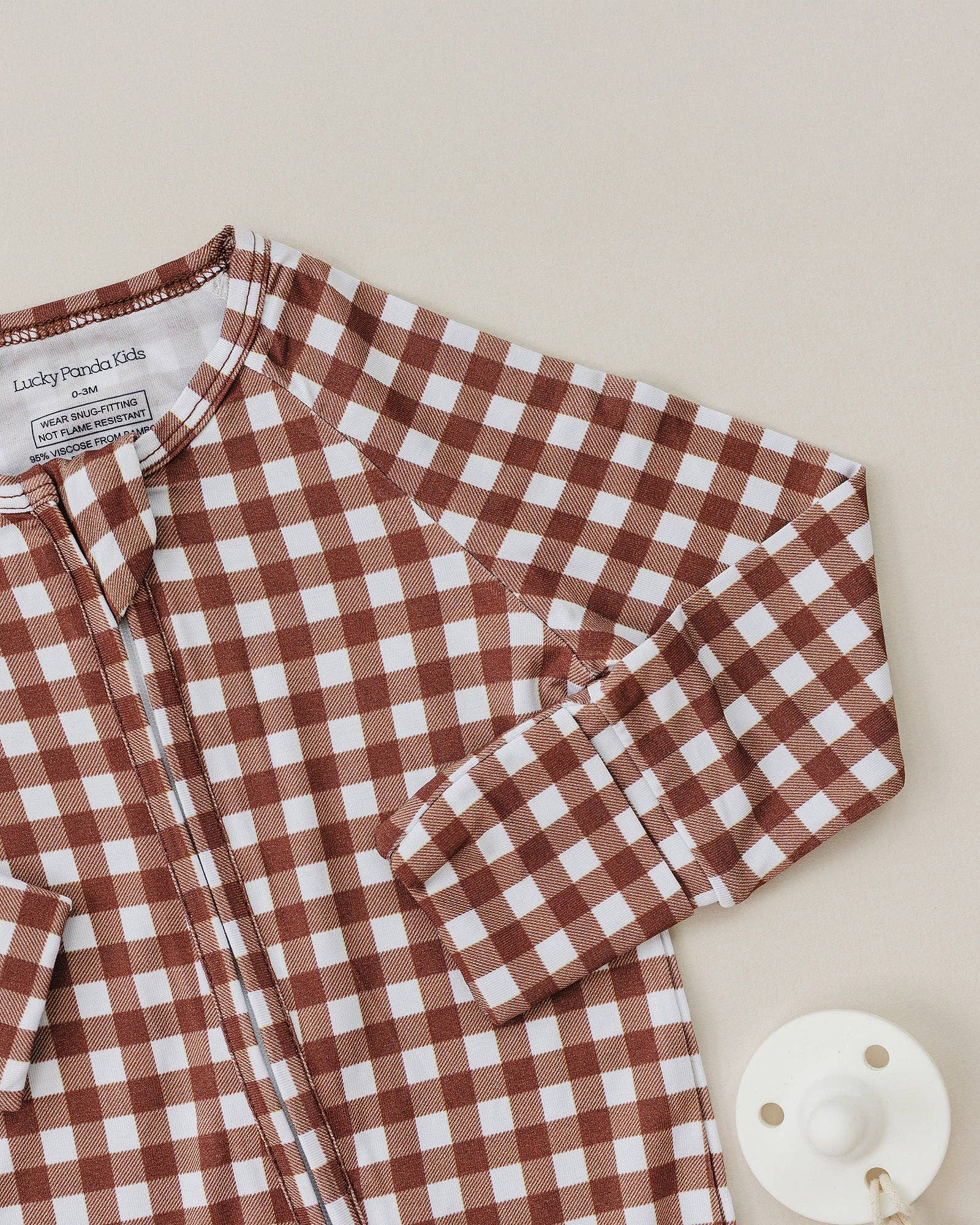 Bamboo Zip Romper (Chocolate Gingham)