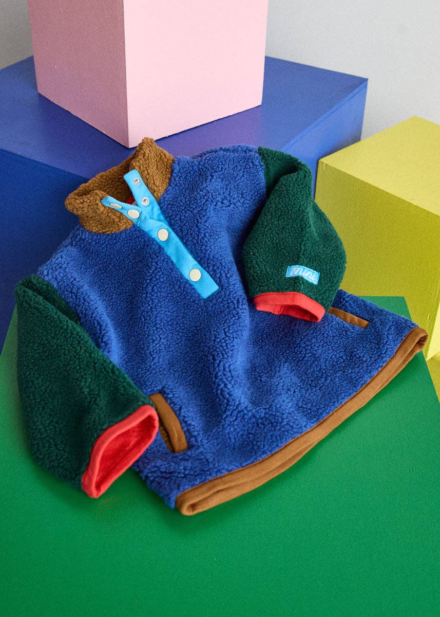 Color Block Fleece Pullover (Blue)