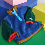 Color Block Fleece Pullover (Blue)
