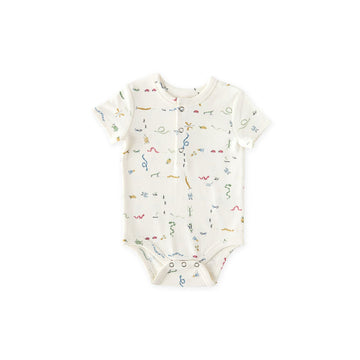 Short Sleeve Henley One-Piece (Crawling Critters)