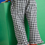 Gingham Ruffle Hem Pant (Black & White)