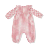 Plaid Ruffle Sleeve Romper (Rose Pink)