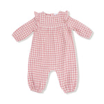 Plaid Ruffle Sleeve Romper (Rose Pink)