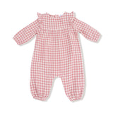 Plaid Ruffle Sleeve Romper (Rose Pink)