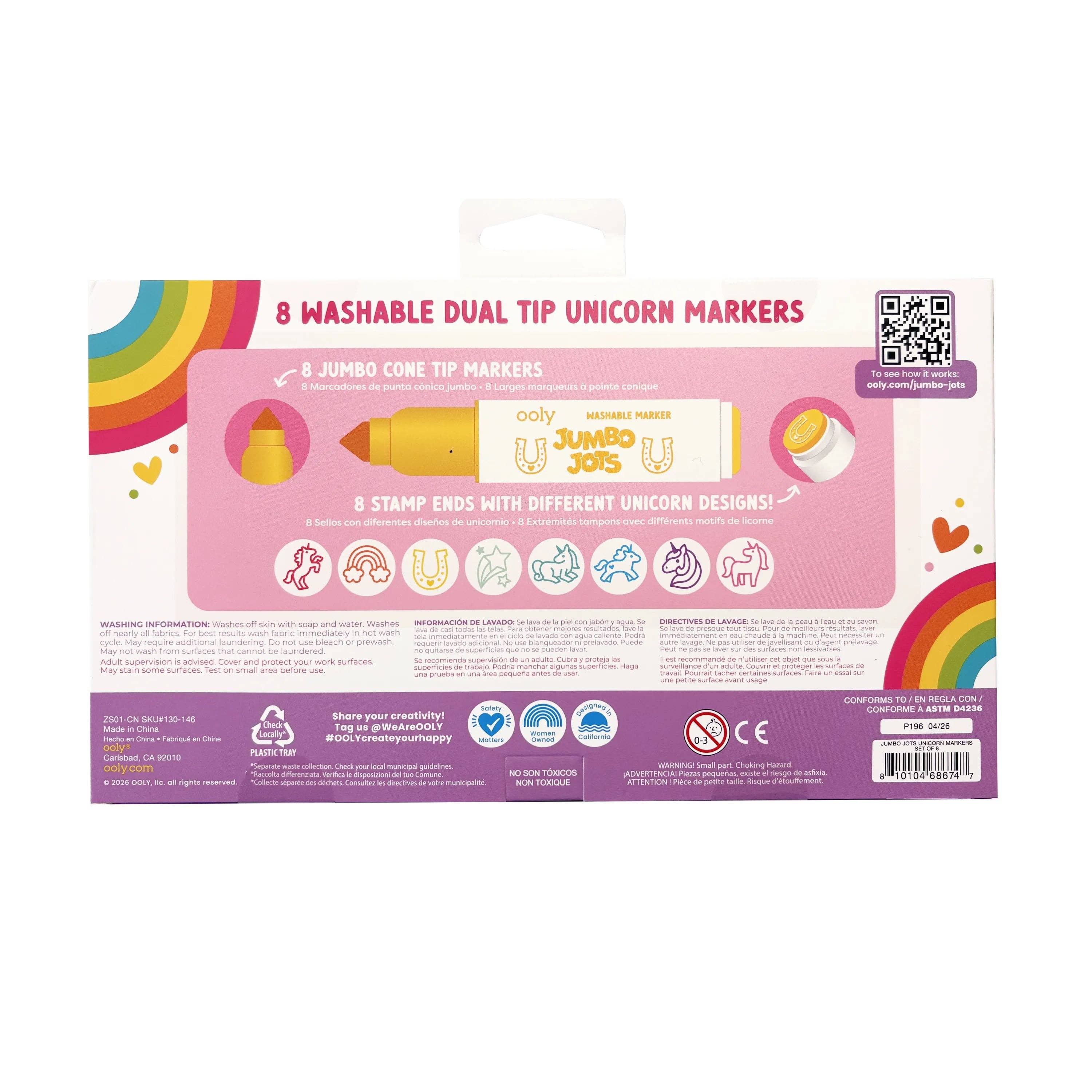Jumbo Jots Dual Tip Unicorn Stamp Markers (Set of 8)
