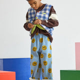 Striped Denim Smiley Pant