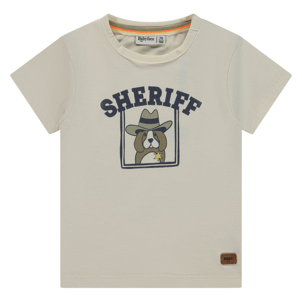 Baby Boys Short Sleeve Sheriff T-Shirt (Off White)