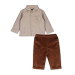 Positano Linen Baby Shirt & Corduroy Pants (Natural/Brown)