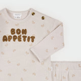 2-Piece Set Long Sleeve Top + Pant Knit (Beige)