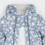 Primrose Print on Slate Hooded Baby Snowsuit