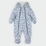 Primrose Print on Slate Hooded Baby Snowsuit