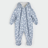 Primrose Print on Slate Hooded Baby Snowsuit