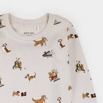 Santa Paws Print on Crème PJ Set