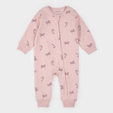 Candy Cane Dreams Print on Rose Fleece Playsuit