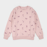 Candy Cane Dreams Print on Rose Fleece Sweatshirt