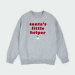 Embroidered Santa's Little Helper on Heather Grey Fleece Sweatshirt
