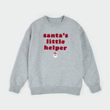 Embroidered Santa's Little Helper on Heather Grey Fleece Sweatshirt