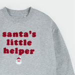 Embroidered Santa's Little Helper on Heather Grey Fleece Sweatshirt